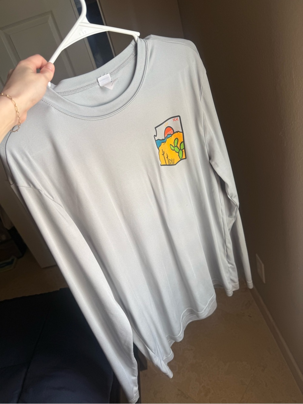 Dutch Bros Light Gray Long Sleeve Tee with Desert Graphic
